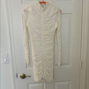 Tiger Mist white Ruched Long Sleeve Dress